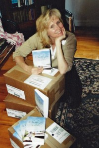 Me, ten years ago in the summer of 2004, when the first copies of Why the Sky is Blue arrived on my doorstep.